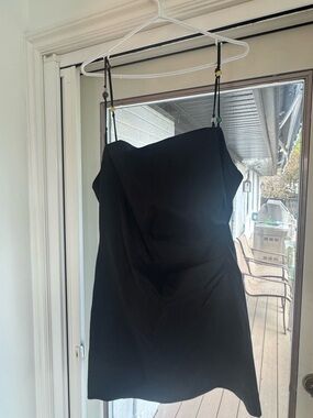 Zara Black Mini Slip Dress with Beaded Straps